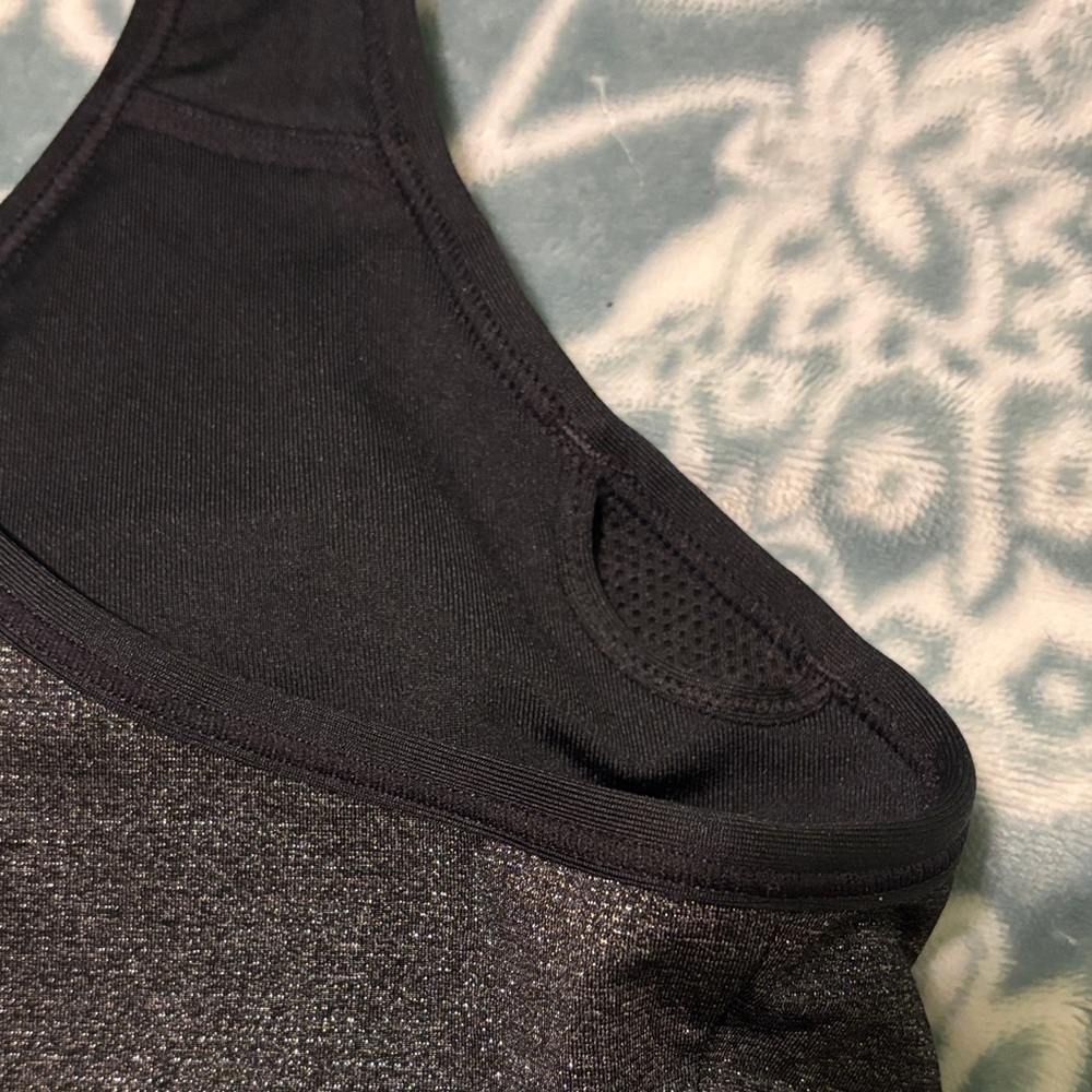 Nike Women's Metallic Silver and Black Sports Bra - Picture 4 of 6